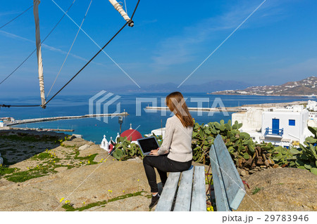Young woman on the island of Mykonos 29783946