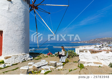 Young woman on the island of Mykonos 29783948