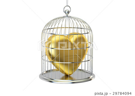 Birdcage with golden heart, 3D rendering Birdcage with golden heart, 3D rendering 29784094