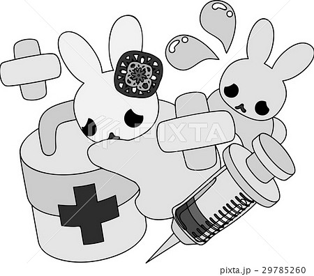 可愛いウサギと救急箱のイラスト素材