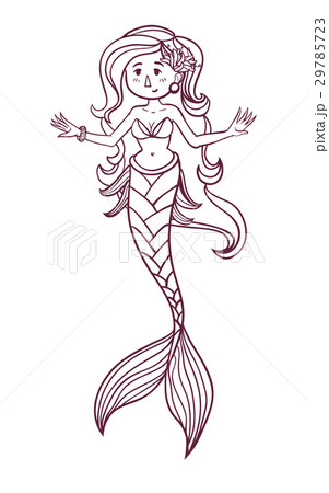Vector lineart girl mermaid. Zentangle. 29785723