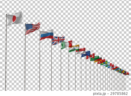 風で揺れる国旗のイラスト素材