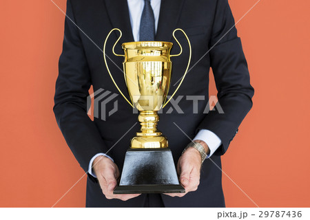 Business Man Holding Trophy Award Business Man Holding Trophy Award 29787436