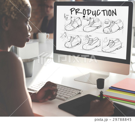 Shoe production procedure sketch drawing Shoe production procedure sketch drawing 29788845