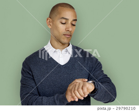 African Descent Man Checking Watch Concept African Descent Man Checking Watch Concept 29790210