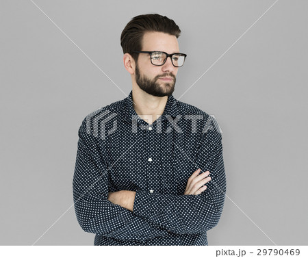 Man Curious Thinking Arms Crossed Portrait Man Curious Thinking Arms Crossed Portrait 29790469