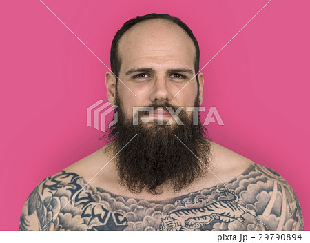 Caucasian Man Bare Chested Tattoo Beard Caucasian Man Bare Chested Tattoo Beard 29790894