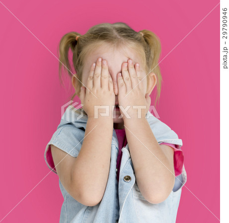 Little GIrl Human Hand Cover Playful Little GIrl Human Hand Cover Playful 29790946