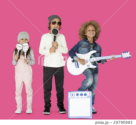 Children Smiling Happiness Music Band Mockup 29790985
