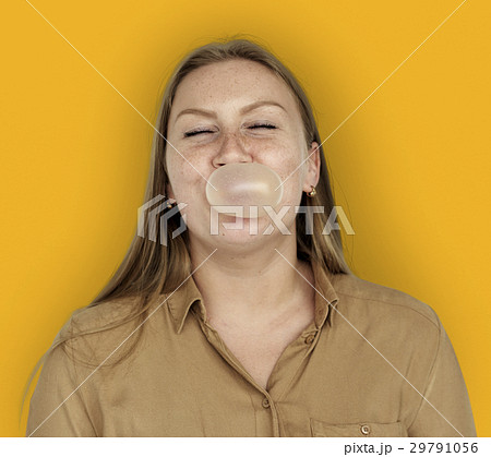 Caucasian Woman Bubble Gum Caucasian Woman Bubble Gum 29791056