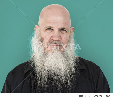 Men Adult Long Beard Bald Head Thoughtful 29791102