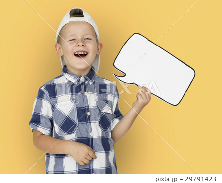 Caucasian Little Boy Holding Chatbox Papercraft Caucasian Little Boy Holding Chatbox Papercraft 29791423