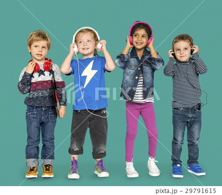 Little Children Heaphones Music Adorable Cheerful 29791615