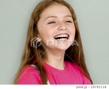 Caucasian Young Girl Smiling Studio 29792118