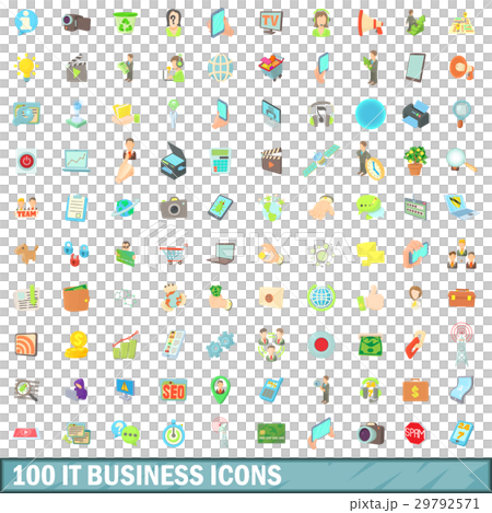 100 it business icons set, cartoon style 100 it business icons set, cartoon style 29792571