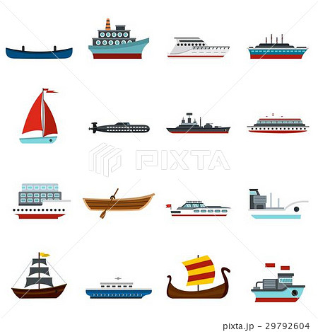 Sea transport set flat icons 29792604