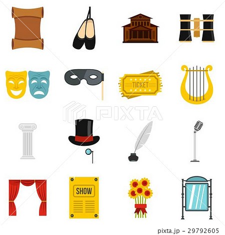Theater set flat icons 29792605