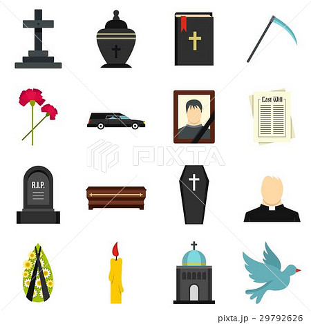 Funeral set flat icons 29792626