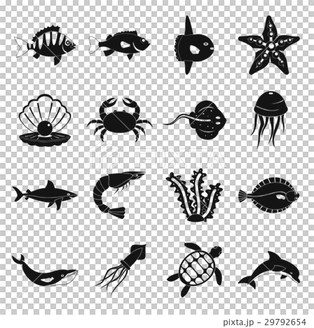 Sea animals icons set, simple style 29792654