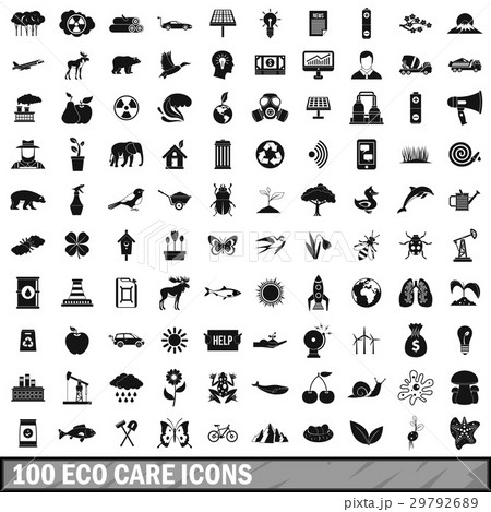 100 eco care icons set in simple style 29792689