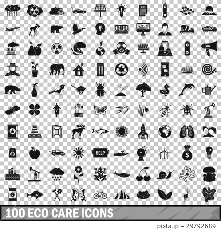 100 eco care icons set in simple style 29792689