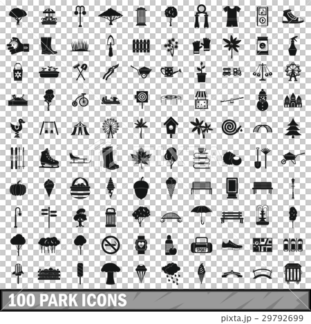 100 park icons set in simple style 100 park icons set in simple style 29792699