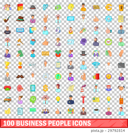 100 business people icons set, cartoon style - Stock Illustration ...