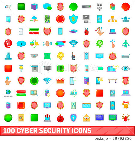 100 cyber security icons set, cartoon style 100 cyber security icons set, cartoon style 29792850