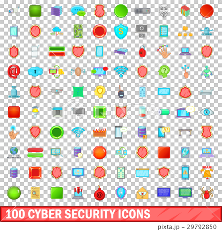 100 cyber security icons set, cartoon style 100 cyber security icons set, cartoon style 29792850
