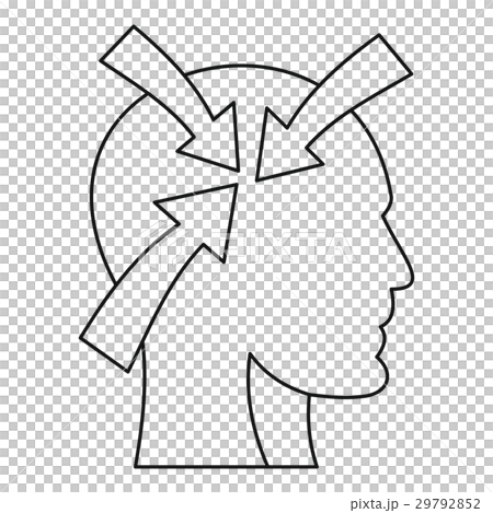 Arrows inside human head icon, outline style - Stock Illustration ...