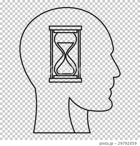 Hourglass inside human head icon, outline style 29792859