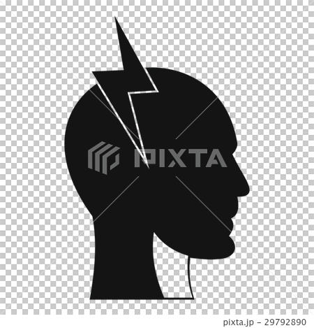 Lightning bolt inside head icon, simple style - Stock Illustration ...