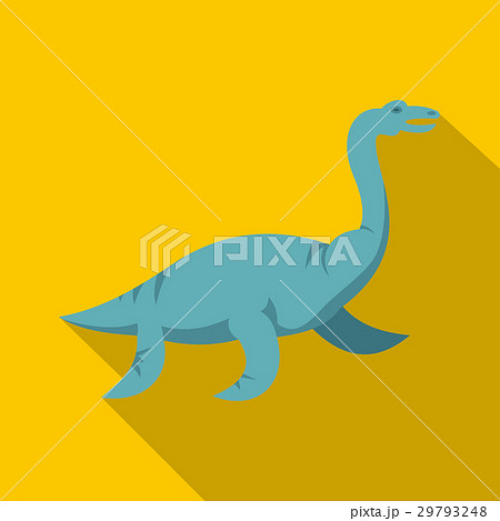 Blue elasmosaurine dinosaur icon, flat style 29793248