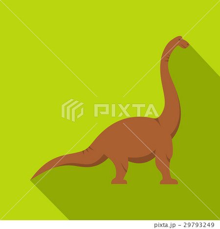 Brown brachiosaurus dinosaur icon, flat style 29793249