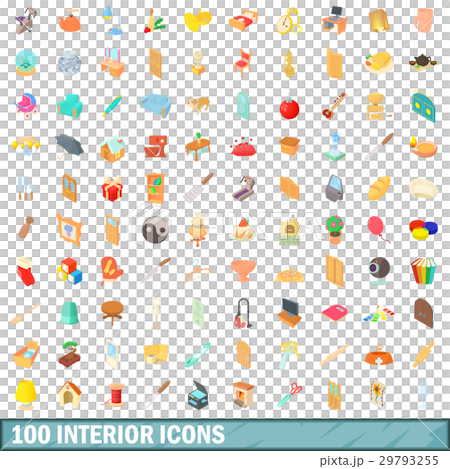 100 interior icons set, cartoon style 29793255