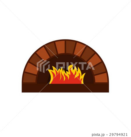 Brick pizza oven with fire icon, flat style Brick pizza oven with fire icon, flat style 29794921