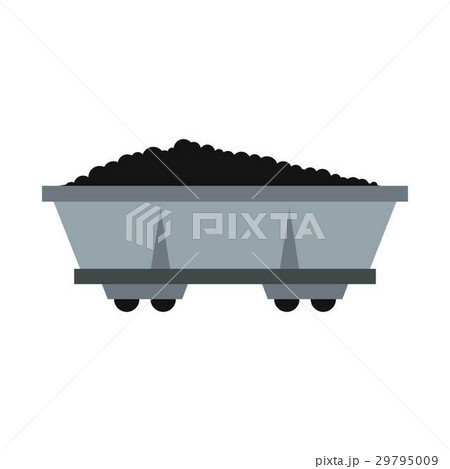 Coal trolley icon, flat style Coal trolley icon, flat style 29795009