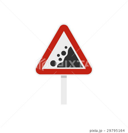 Rockfall traffic sign icon, flat style 29795164