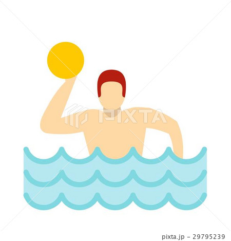 Water polo player in swimming pool icon flat style Water polo player in swimming pool icon flat style 29795239