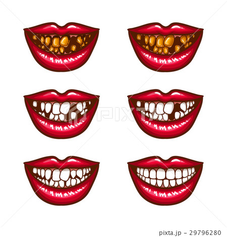 A collection of pop art icons of red female lips - A collection of pop art icons of red female lips - 29796280