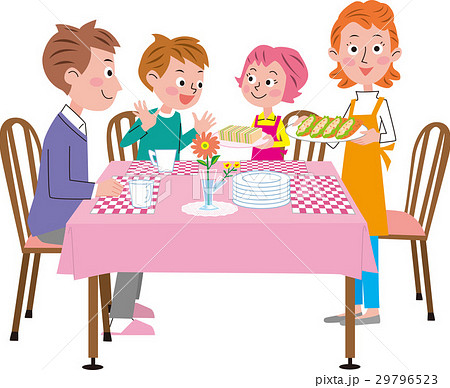 家族 家族の食卓 食事のイラスト素材