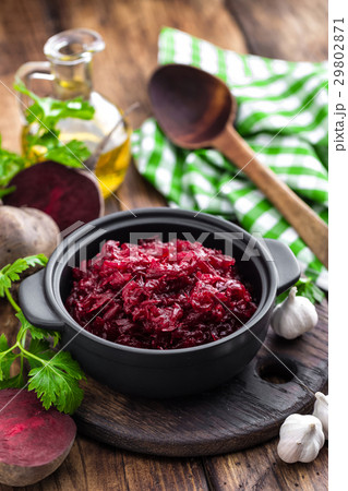 Beetroot salad on wooden background closeup 29802871
