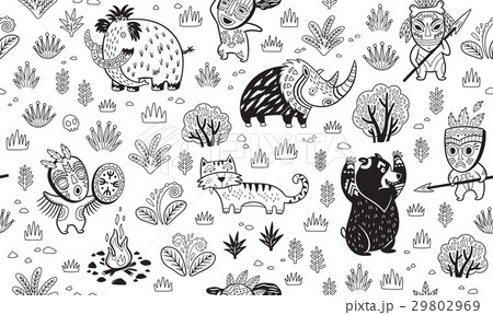 Stone Age vector pattern in outline 29802969