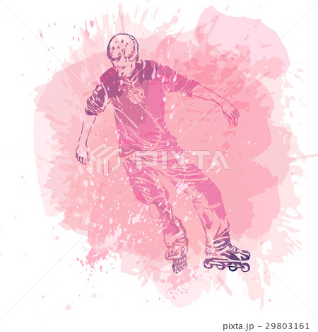 Roller skating. Grunge trend handcrafted splash Roller skating. Grunge trend handcrafted splash 29803161