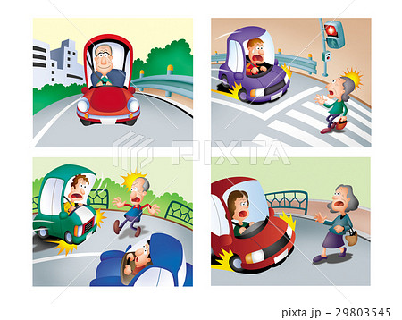 交通安全 交通違反 高齢者事故 交通マナー 高齢者ドライバー のイラスト素材