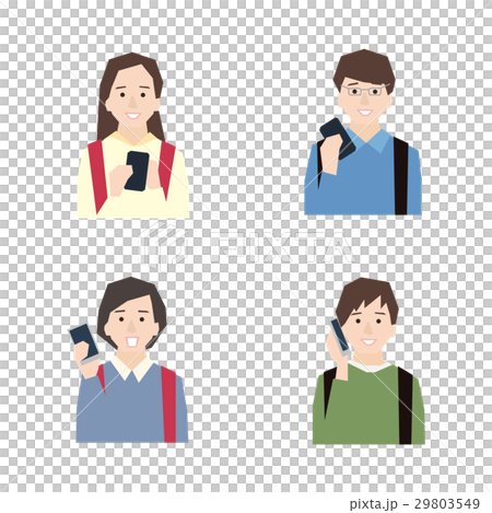 Primary school student who carries a school bag on a school using a smart image · Illustration vector material Primary school student who carries a school bag on a school using a smart image · Illustration vector material 29803549