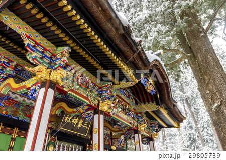 雪降る日の三峯神社 拝殿 雪降る日の三峯神社 拝殿 29805739