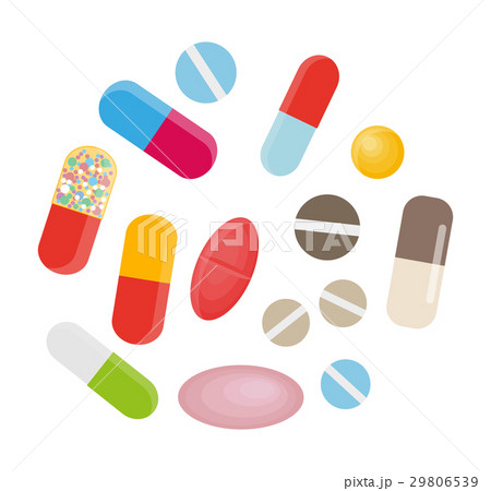 Colored Pills and Capsules. Big Medical Set Vector 29806539