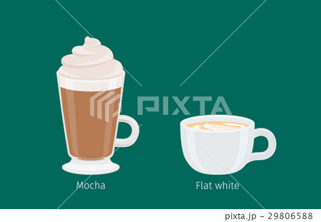 Mocha and Flat White Coffee Drinks Illustration 29806588