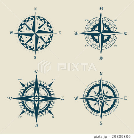 Old or retro compass or vintage wind roses Old or retro compass or vintage wind roses 29809306